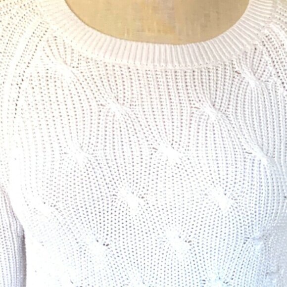 Liz Claiborne Womens White Knit Pullover Sweater Sz M #65C - Picture 3 of 7